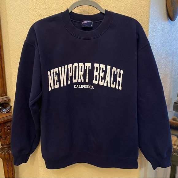 Vintage MV SPORTS Women Navy Newport Beach California Sweatshirt Size Medium - Picture 1 of 5